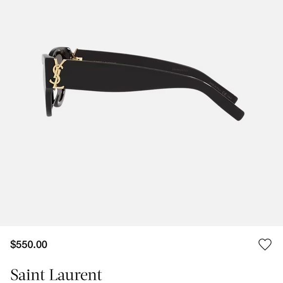 Saint Laurent Black Cat-Eye Sunglasses with Gold Accent - Picture 3 of 3